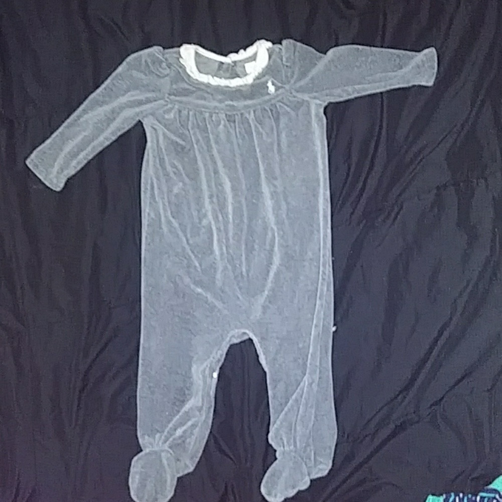 Grey Valour Ralph Lauren Baby Girl Sleeper/Romper